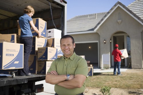Packed boxes and furniture prepared for transport