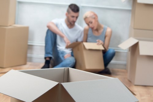 Packing boxes and furniture prepared for a Catford apartment relocation