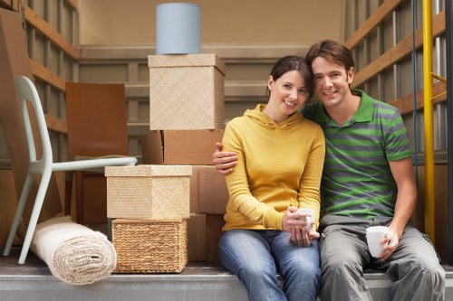 Packed boxes and furniture ready for house removals in Catford